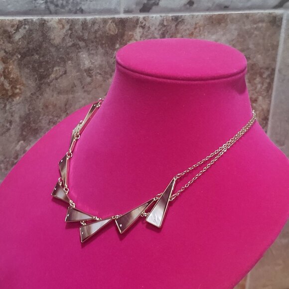 Park Lane Mother of Pearl Asymmetrical Triangle Gold tone Necklace - Picture 4 of 11